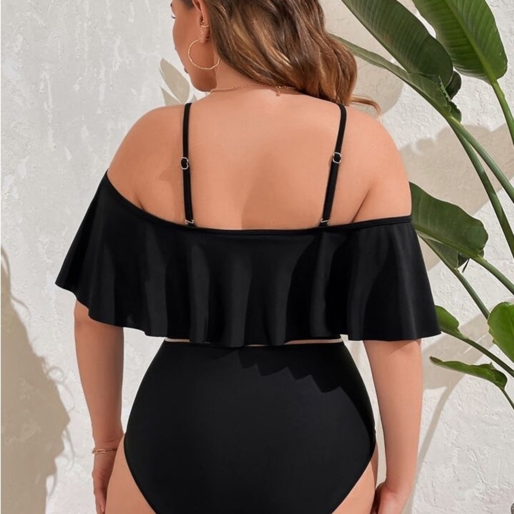 SHEIN Swim Summer Beach Ruffle off the shoulder top